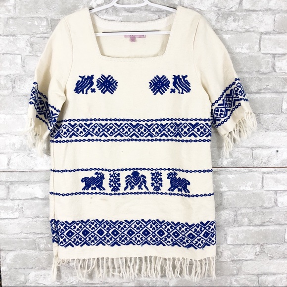 Calypso St. Barth Tops - Calypso Embroidered Tassel Top